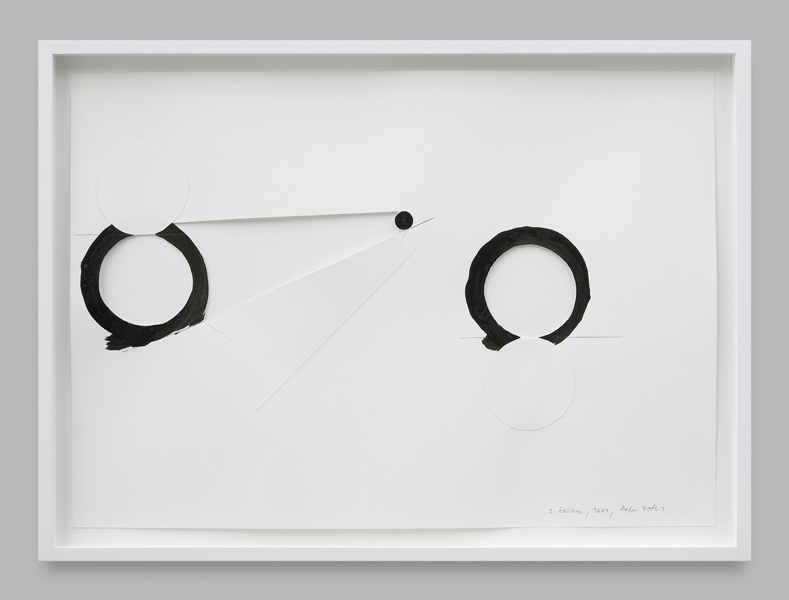 Symmetries (with Glass), pencil, indian ink, cut paper, 42 x 30 cm, 2009