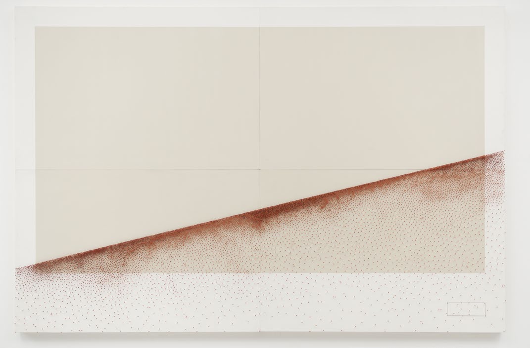 Line Contains Infinite Points, push pins on painted wood, 200 x 300 x 12 cm, 2011