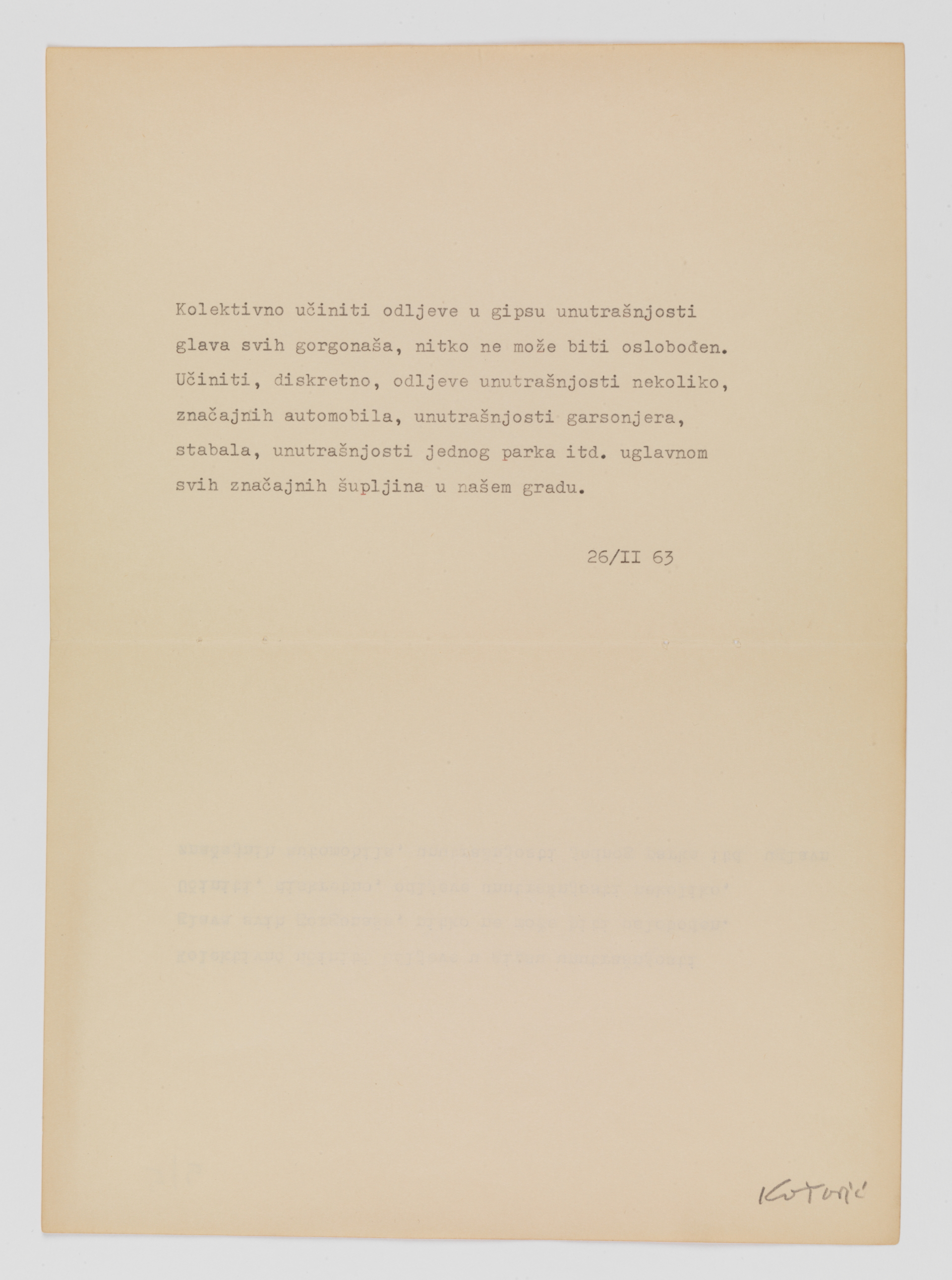 Collective Work, typescript, 29 x 21 cm, 1963