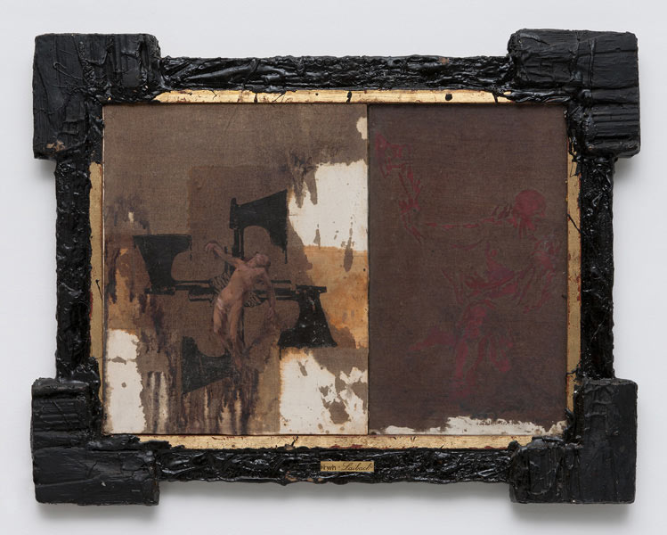 Blood & Loyalty, wood, tar, glass, oil on canvas, 71 x 91 cm, 1985
