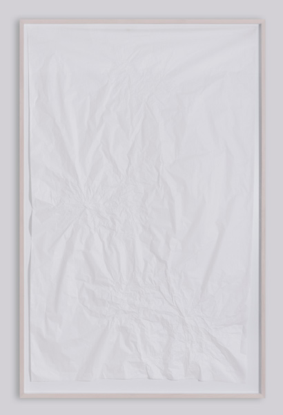 Rilasci, carbon paper on kraft paper, wood, plexiglas, 260 x 170 cm (framed), 2007