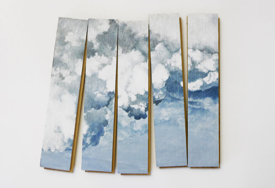 Untitled (Parquet Boards), oil on parquet boards, 5 pieces, each 7 x 31 x 2 cm, 2010