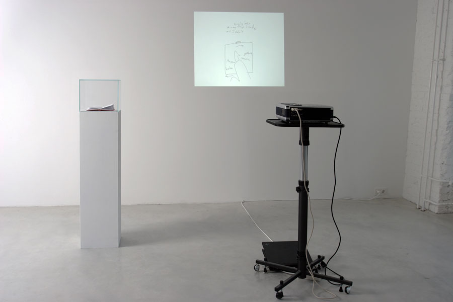 Proposal for the display of Dan Perjovschi´s Notebooks and Dioramas, exhibition view at Galerija Gregor Podnar, Berlin, 2013