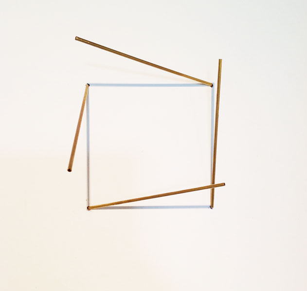 Sjene (27), installation; wire, brass, light, variable dimensions, brass element: 15 x 0.3 cm each, 1990