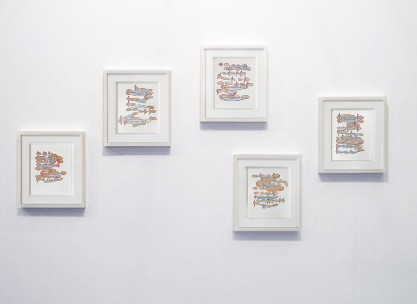Skaldic Kennings, color pencil on paper, 5 drawings, 28 x 34 cm each (framed), 1997