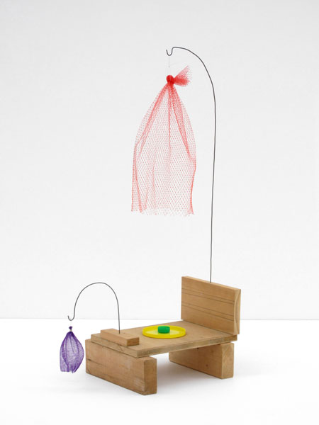 Untitled, wood, wire, produce nets, plastic lid, bottle cap, 71 x 47 x 25 cm, 2007- 2008