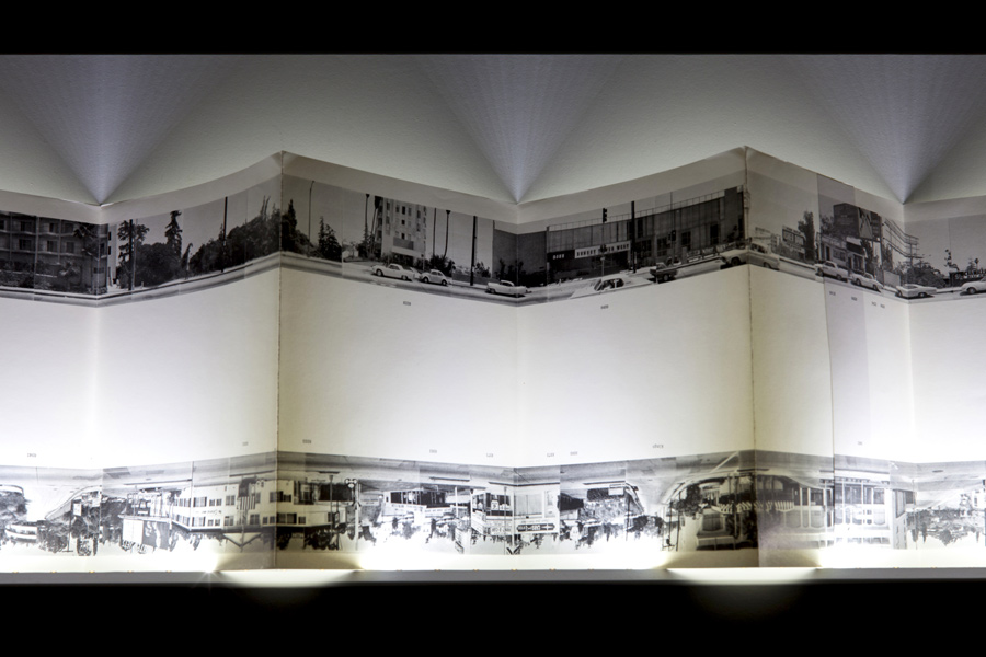 Ed Ruscha, Every Building on the Sunset Strip, detail, 1966. What If Time Stood Still?, exhibition view, Galerija Gregor Podnar, Ljubljana, 2014. Photo: Jaka Babnik