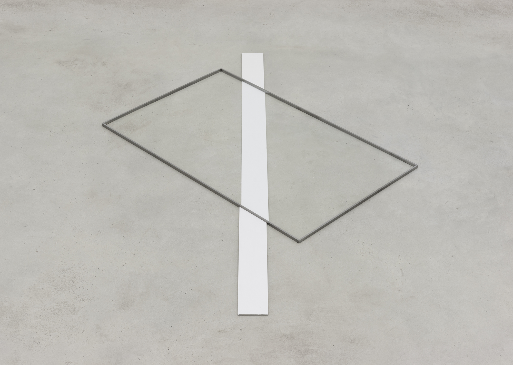 Inaccurate Line, painted iron, wax on the floor, 1 x 146 x 105 cm, 2015