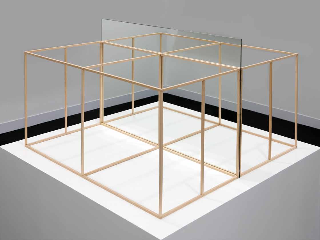 Mirar: construir, mirror and wooden sticks on wooden base, 133 x 125 x 126 cm, 2011