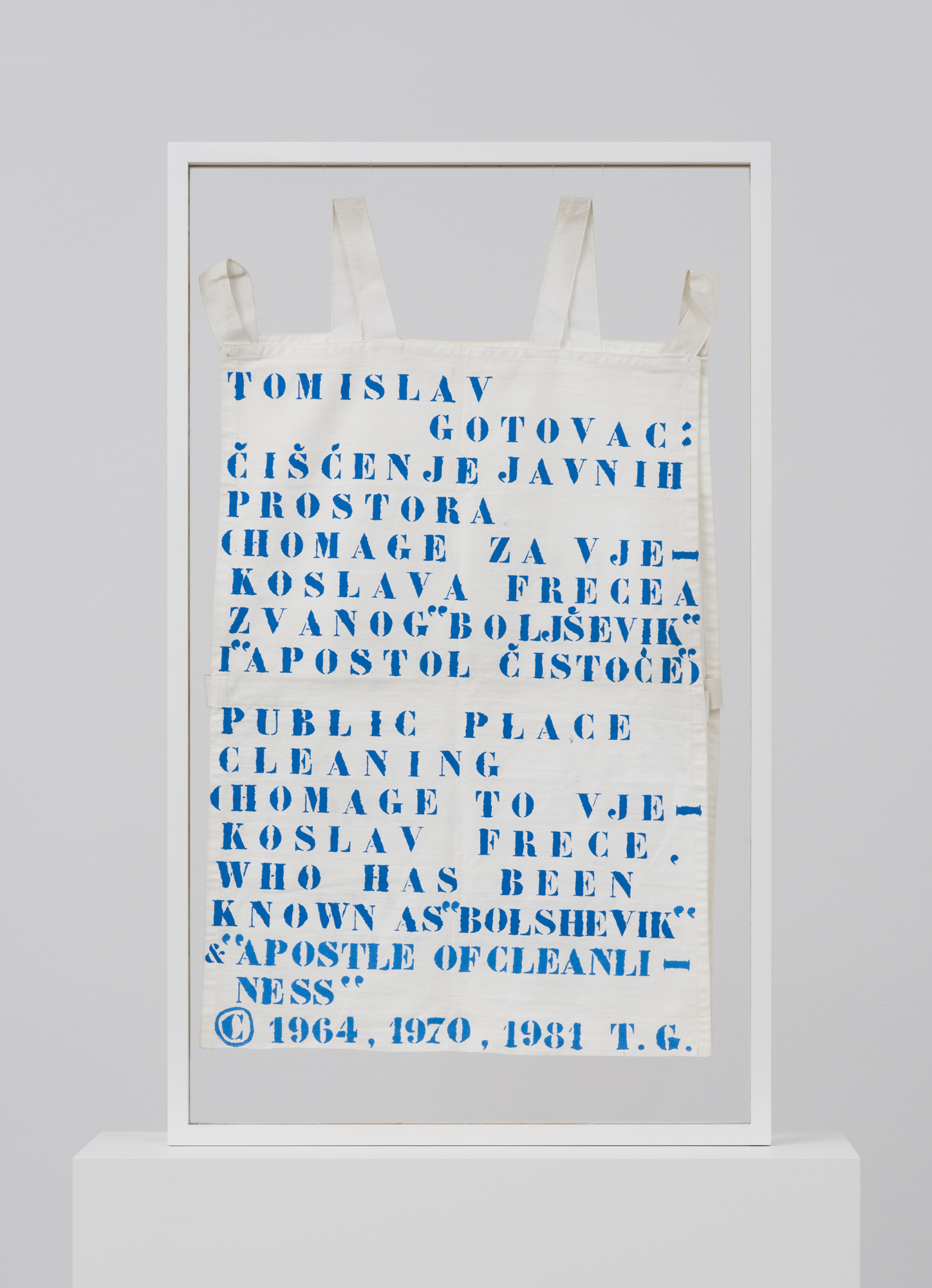 Cleaning of Public Spaces, artefact from the performance, hand-made apron, 1981