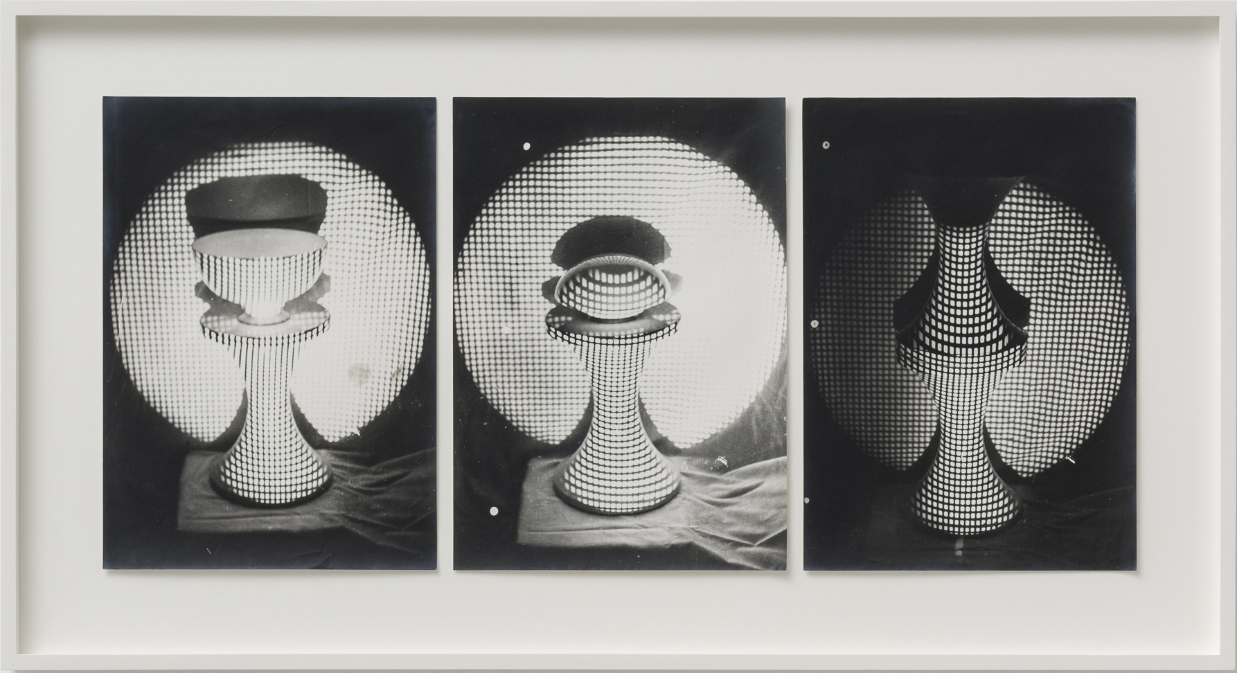 Ferenc Ficzek, Untitled (Chair, bowl, grid) No. 1-3, 1973, series of 3 silver gelatin prints on Dokubrom paper, 41,5 x 76,5 cm (framed). Photo: Marcus Schneider